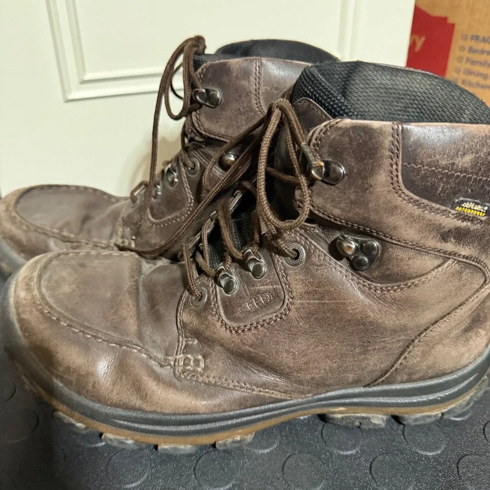 Keen Nopo Dry Waterproof Hiking Boots Mens 12 Brown Leather moc Toe USA Built